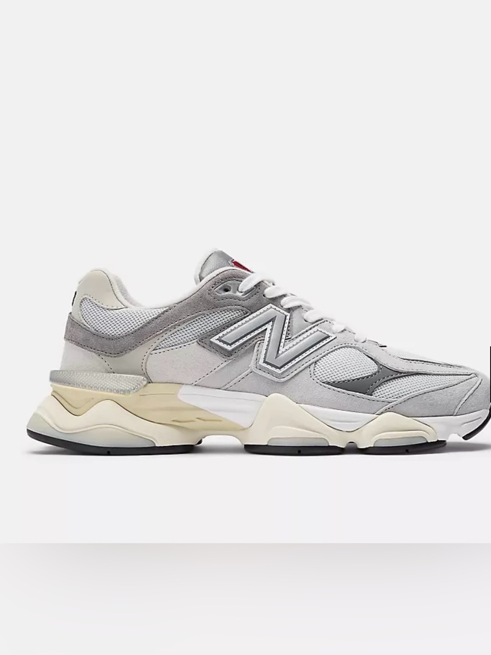 New Balance Light Grey, White & Cream Retro Runner